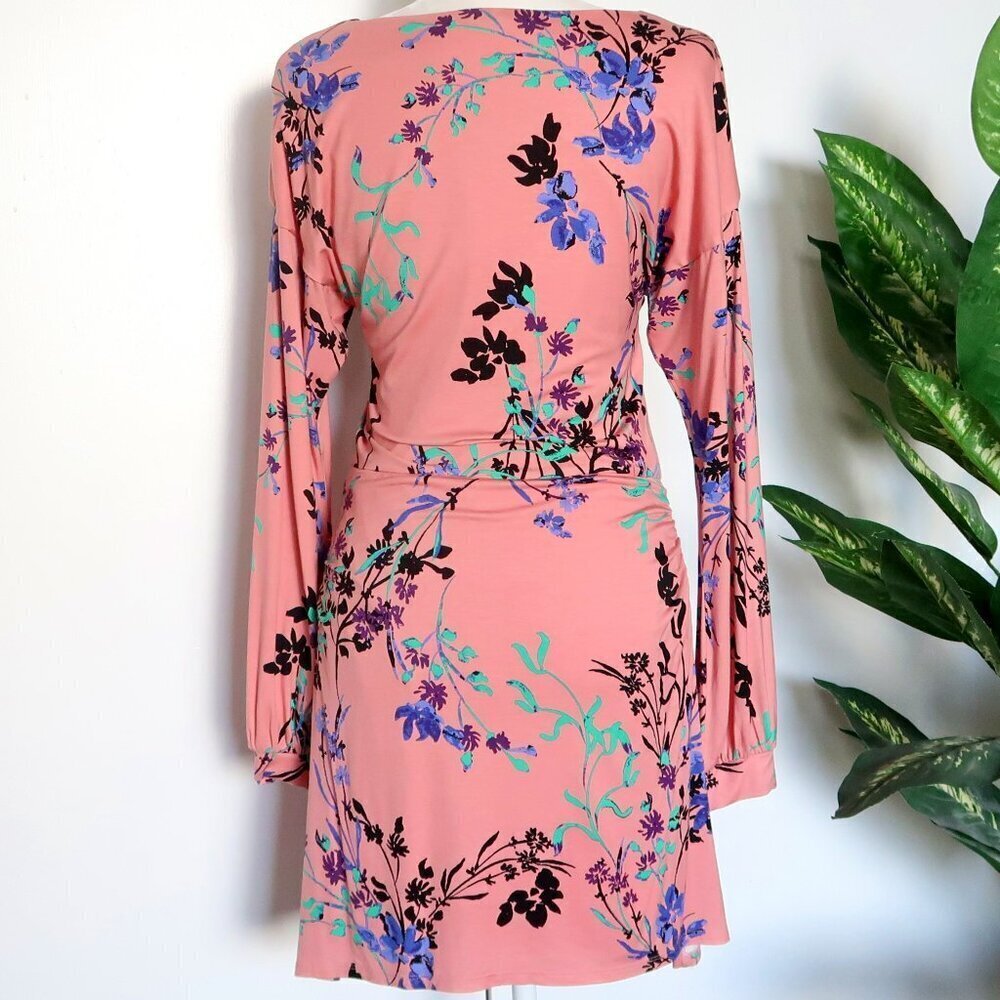 House Of Harlow 1960 x Revolve Siri Mini Dress Blush Fleur Long Sleeve Floral M - Picture 9 of 13